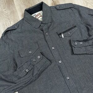 JNCO Shirt Mens Medium Long Sleeve Gingham Check Pocket Button Up Long Sleeve